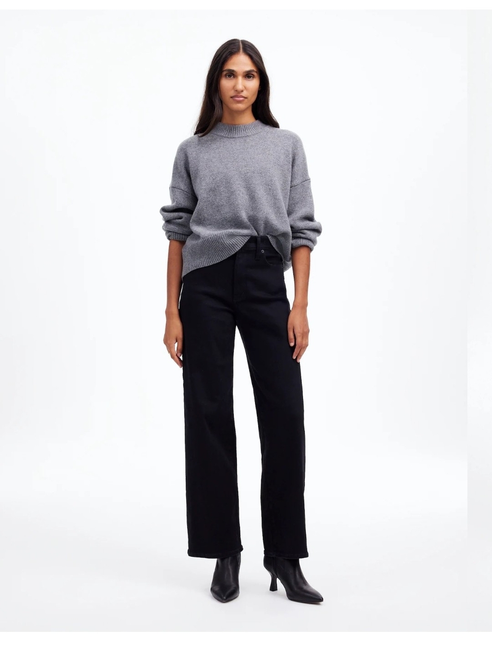 Madewell The Perfect Vintage Wide Leg Jean Black Rinse Wash Stretch 26 NM234